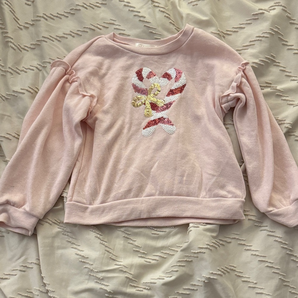 Nannette Pink Sweatshirt with Candy Cane Heart